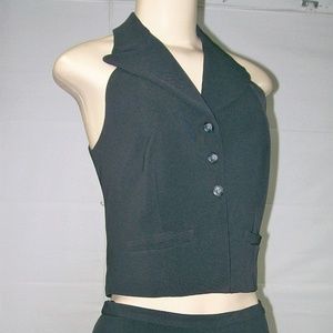 Vintage Vest & Pencil Skirt  Black Sz 6 KENAR 2 piece